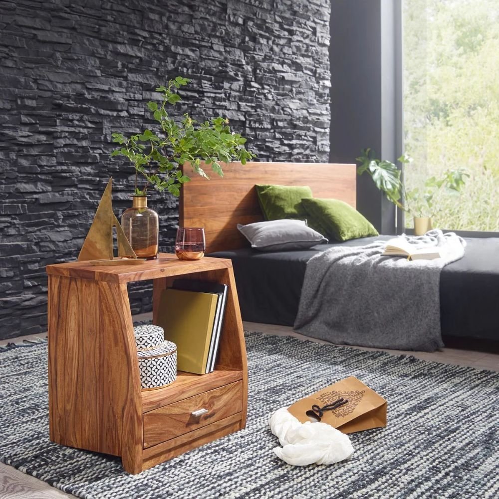 Solid Wood Bedside Table with Drawer in Yarm