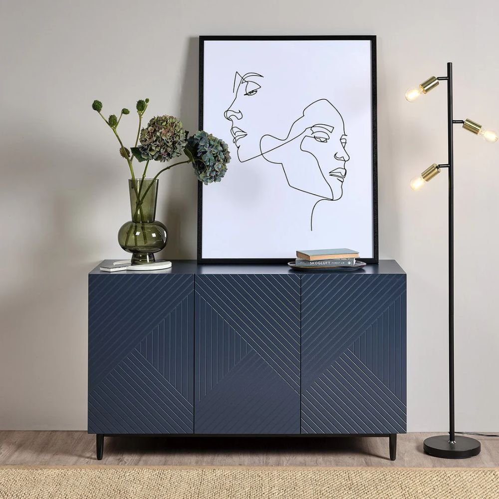 Solid Wood Sideboard with 3 Doors