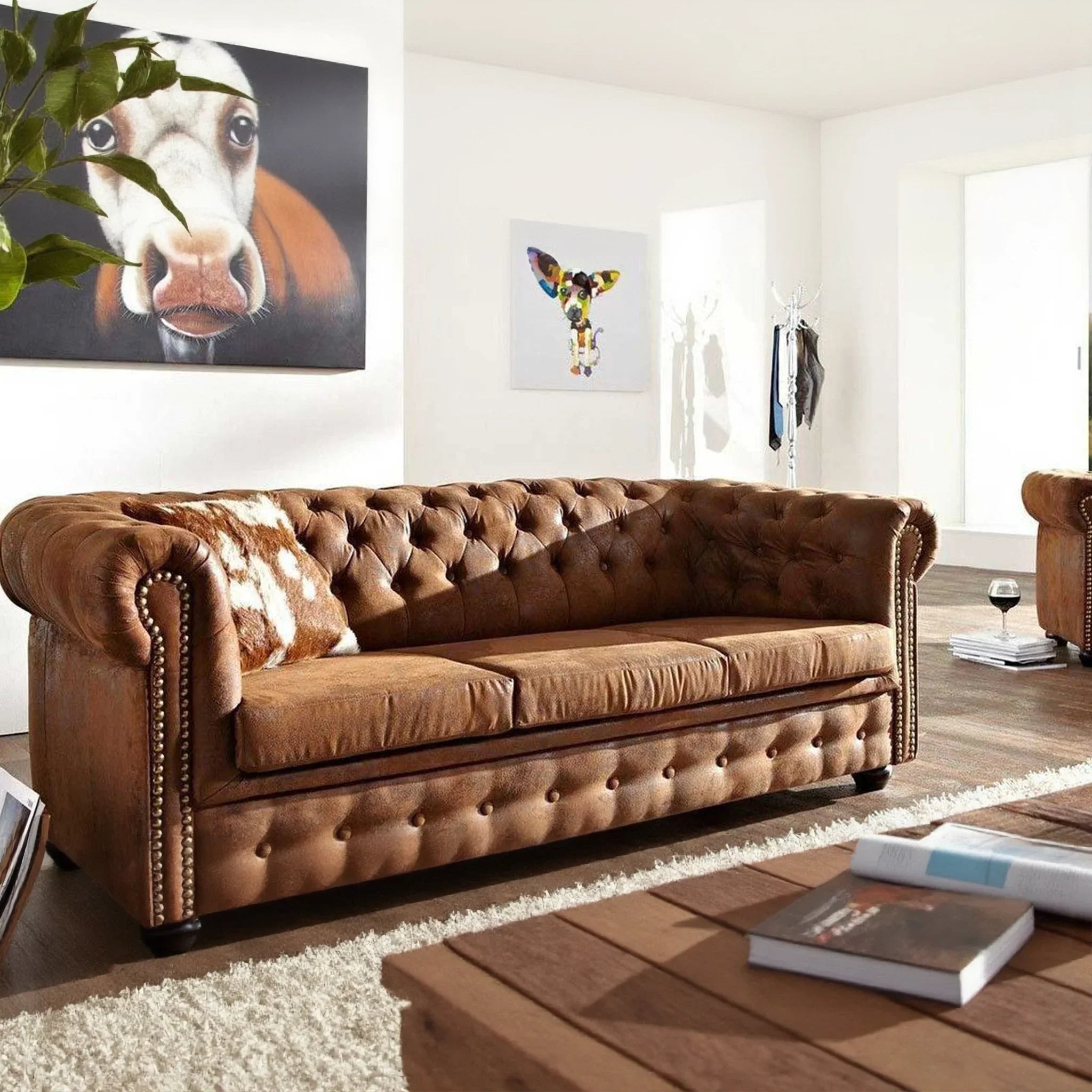 Sorrento Leather Chesterfield Three Seater Sofa