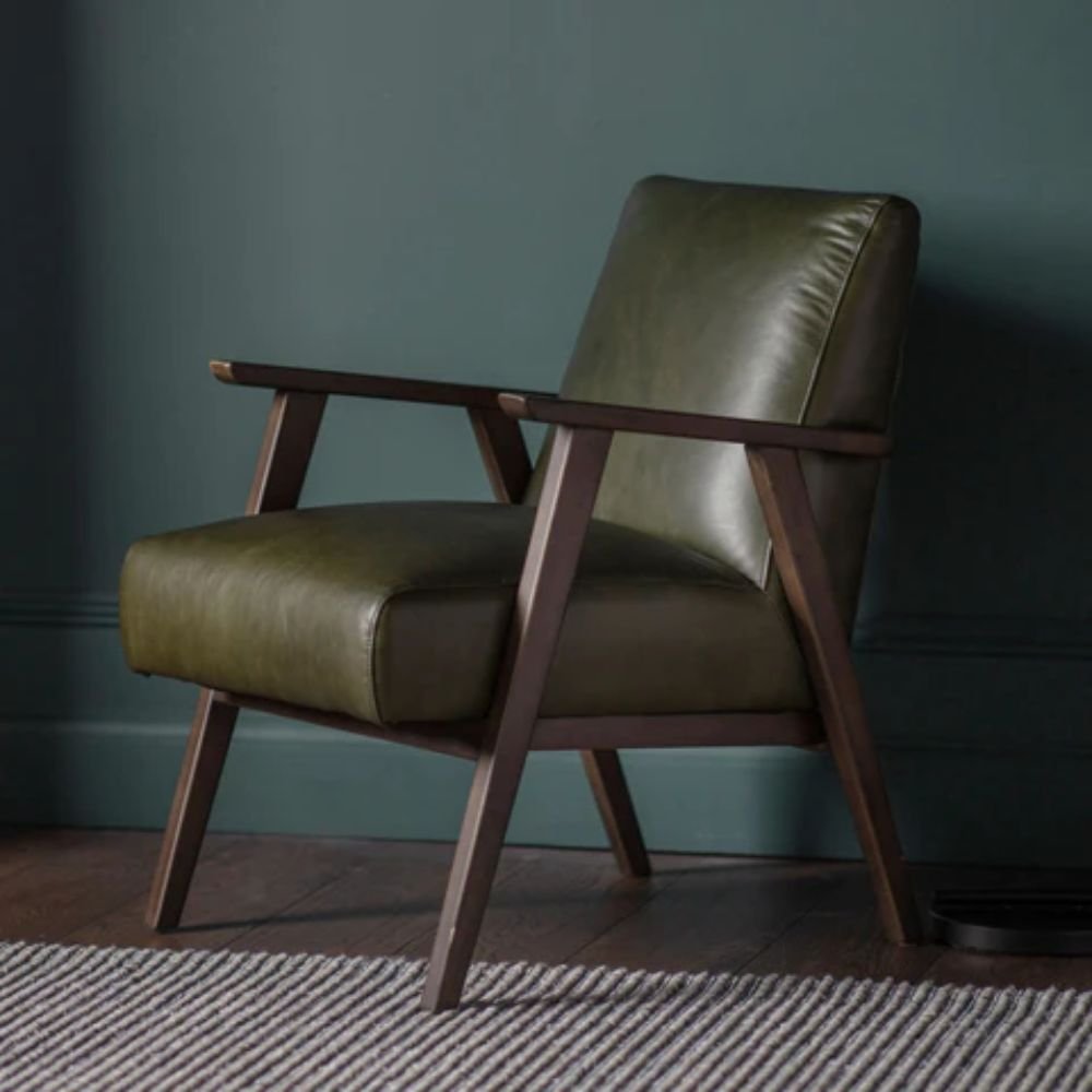 Stow Arm Chair Leather Green