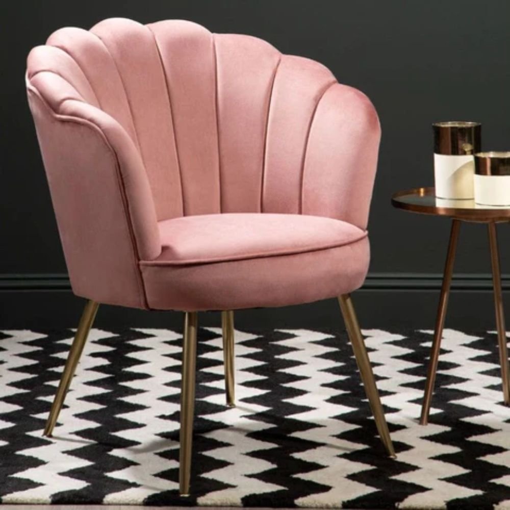 Stow Pink Velvet Scalloped Chair