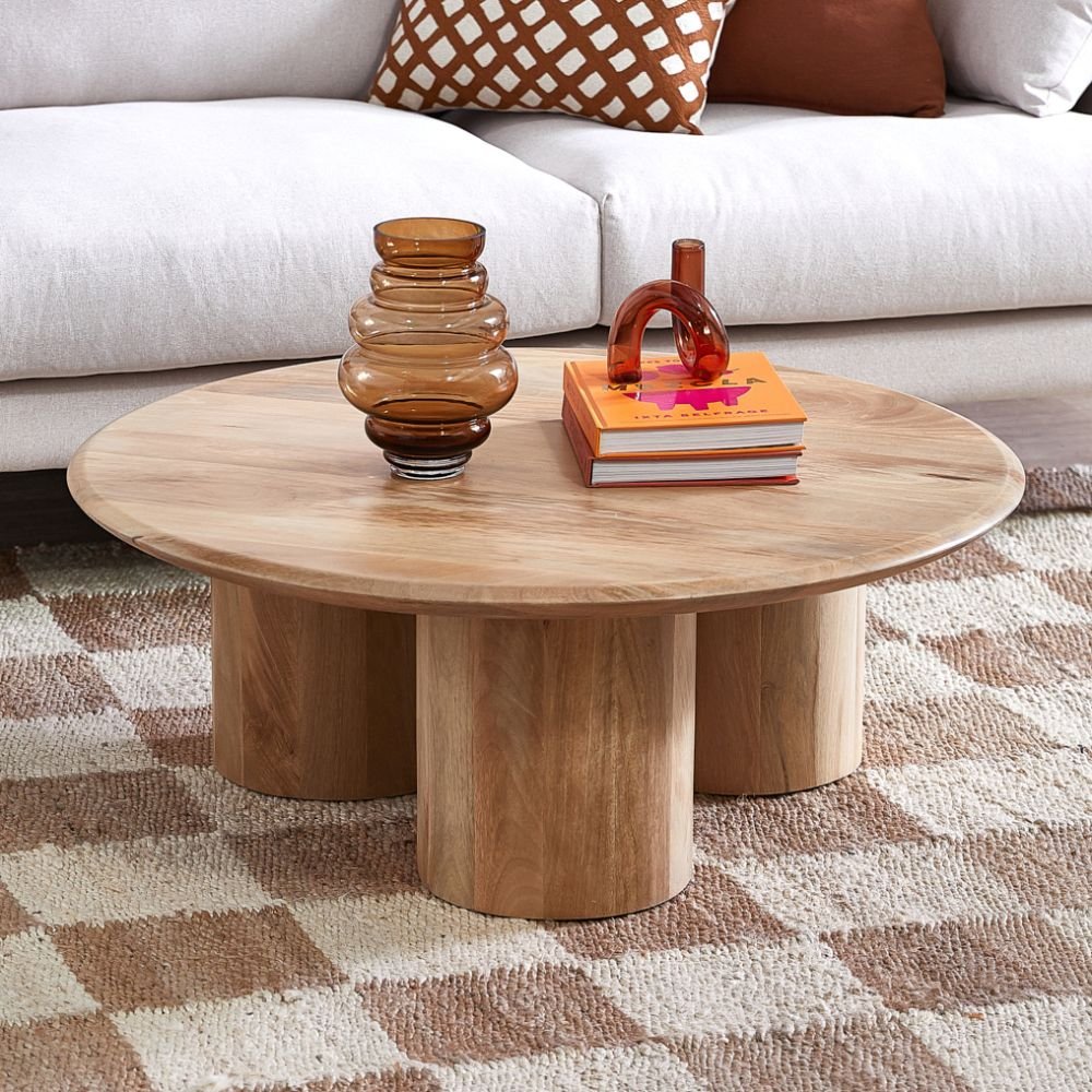 Swanage Mango Wood Coffee & Side Table, Contemporary Coffee Table