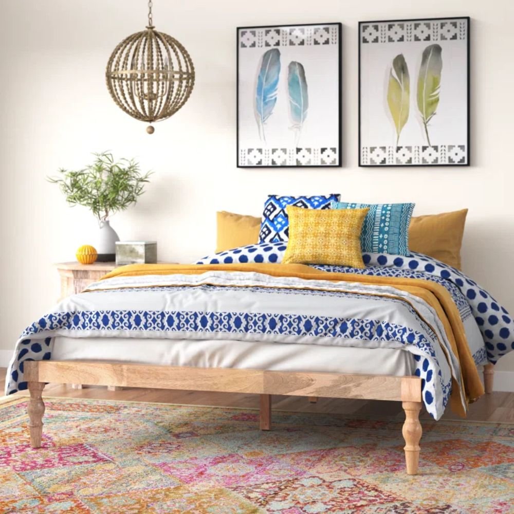 Swanage Solid Wood Vintage Legs Design Platform Beds