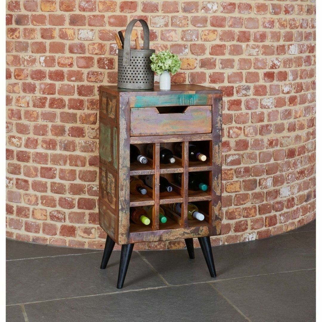 Tetbury Reclaimed Elizabeth Wine Rack Bar Cabinet Solid wood