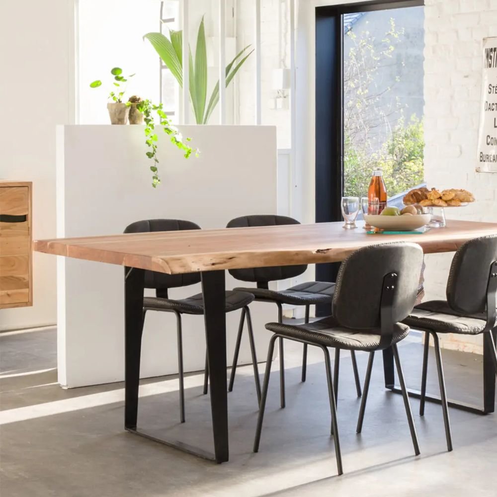 Tetbury Solid Wood Acacia 6 Seater Live Edge Dining Table Set