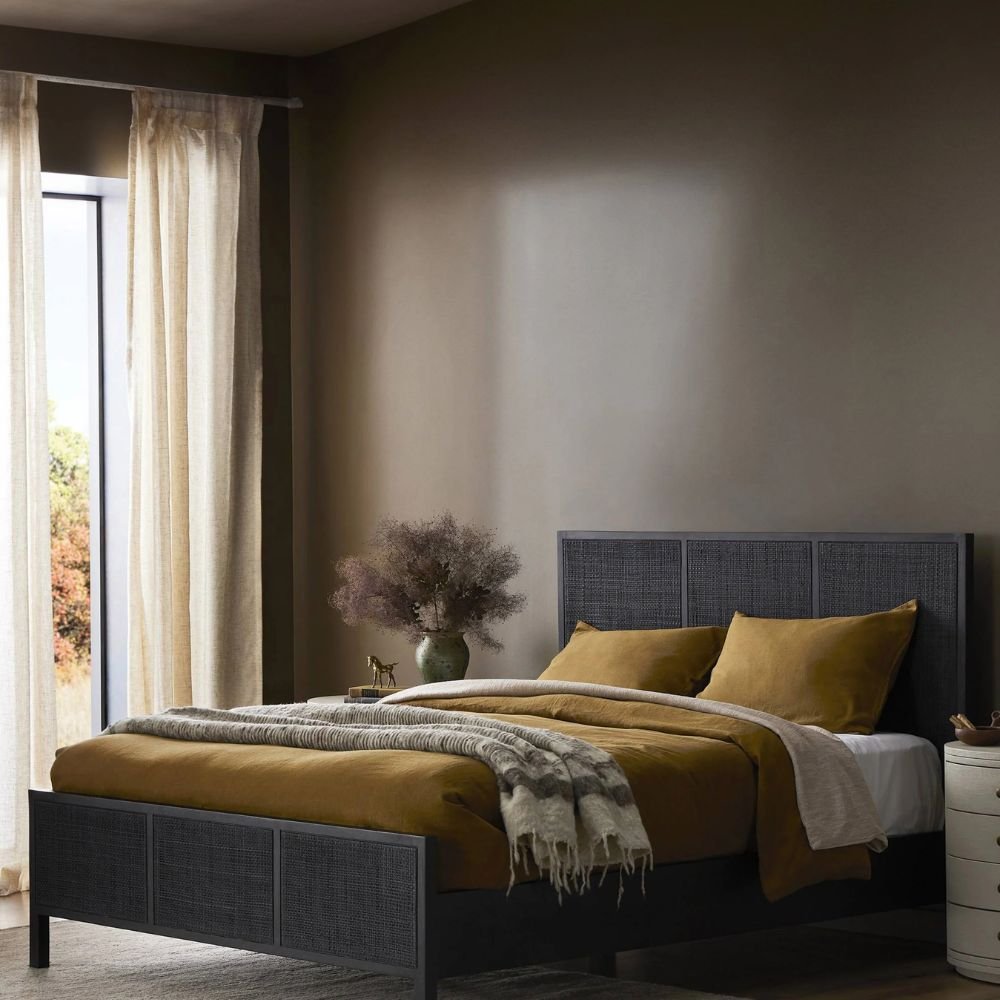 Thaxted Rattan Wooden Bed Solid Wood Queen and King Size Bed