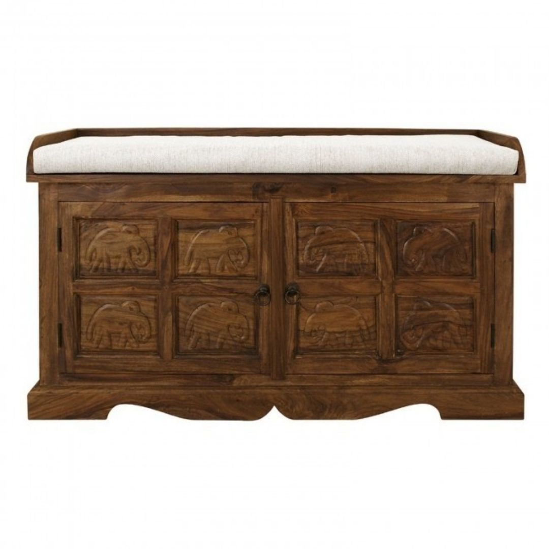 Topsham Classic Evergreen Sheesham Elephant Sideboard With Seating and 2 Doors