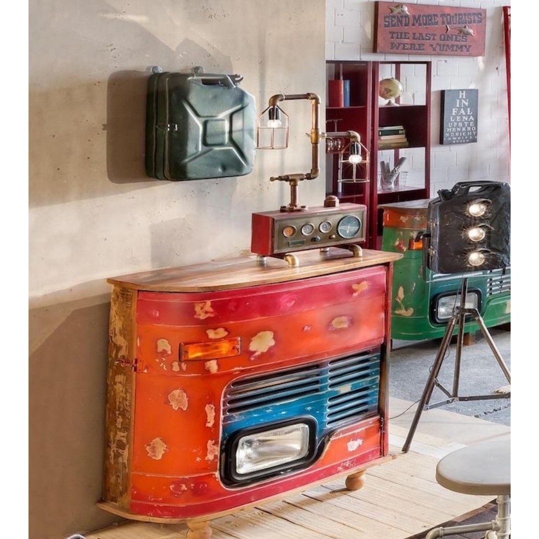 Topsham Indian Inspired Transport Wooden Truck Mini Bar Cabinet