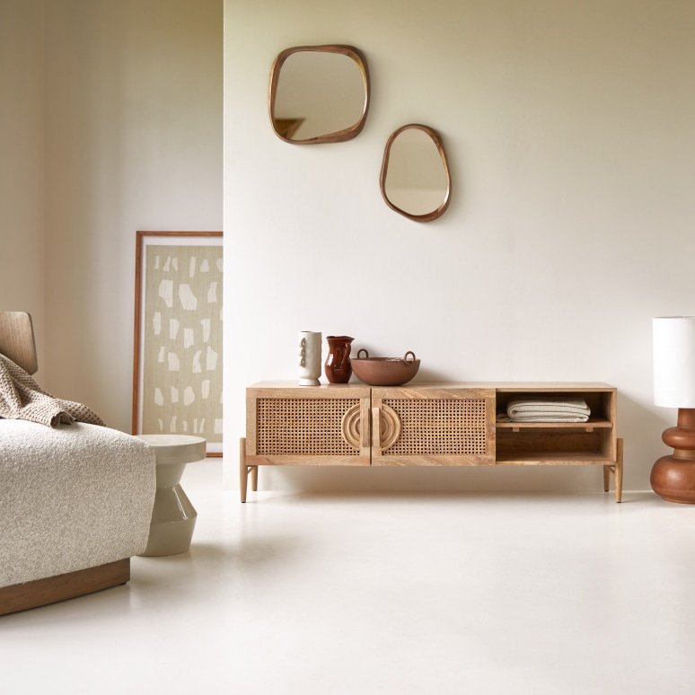 Vratta Mango Wood TV Unit with Cane
