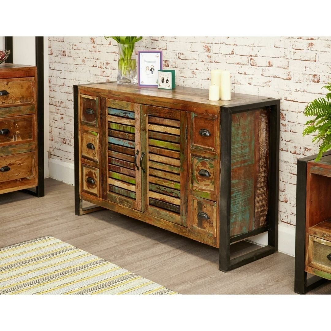 Wareham Reclaimed Elizabeth Solid Wood 6 Drawers 2 Door Sideboard