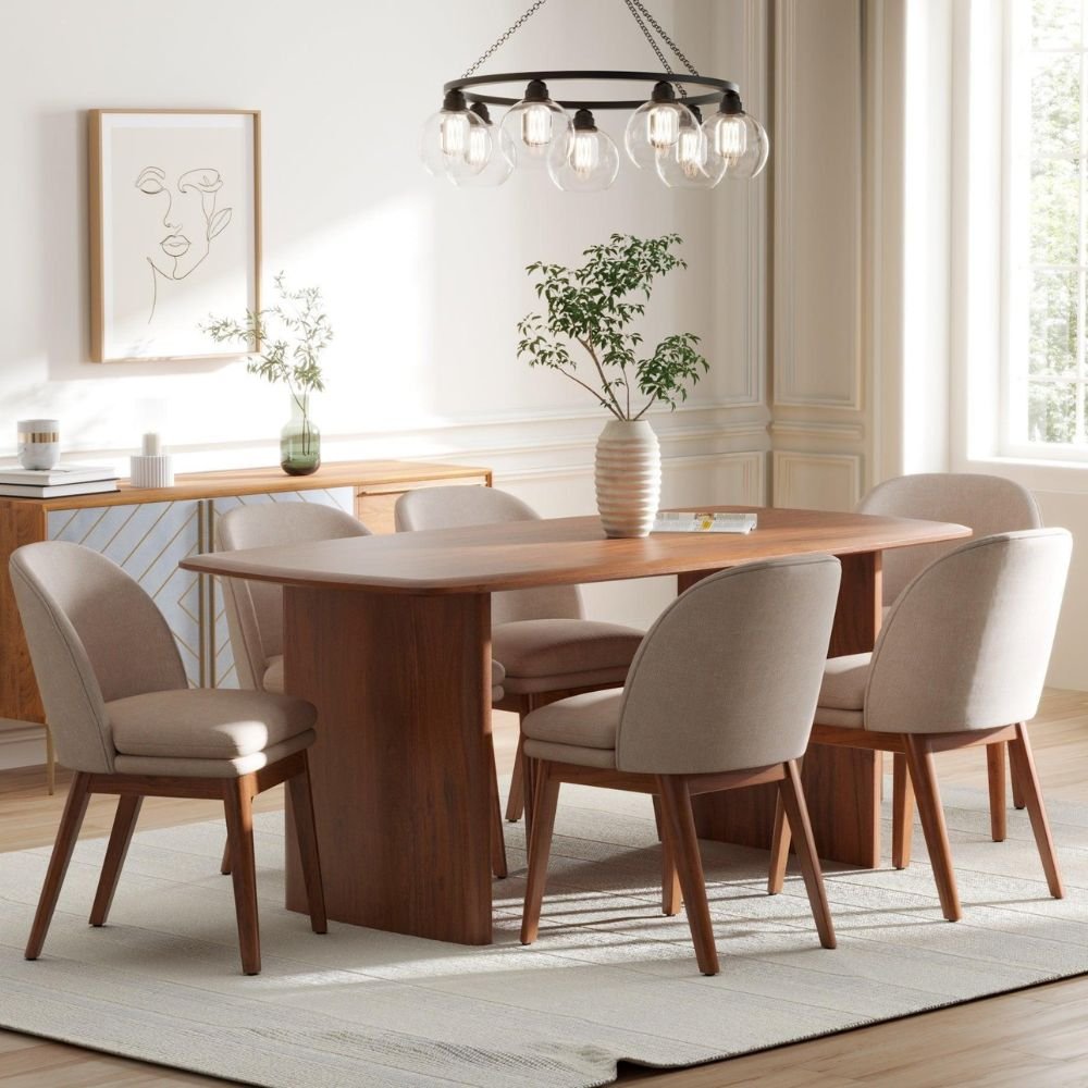 Wareham Solid Wood 6 Seater Dining Table Set Without Arm Chairs