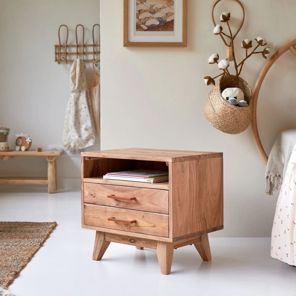 Yarm Solid Wood 2 Drawer Bedside Table