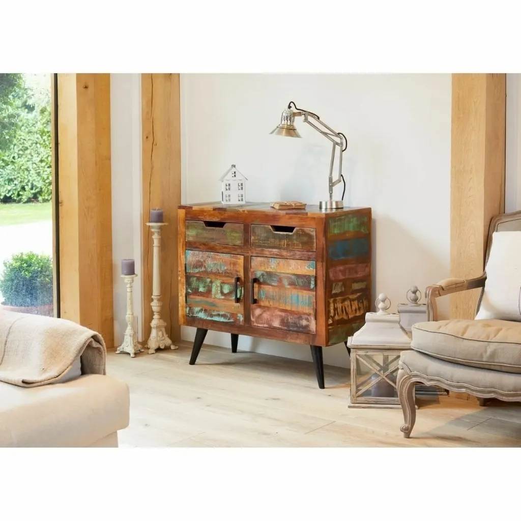 Amersham Reclaimed Elizabeth Solid Wood 2 Drawers 2 Shelf Sideboard