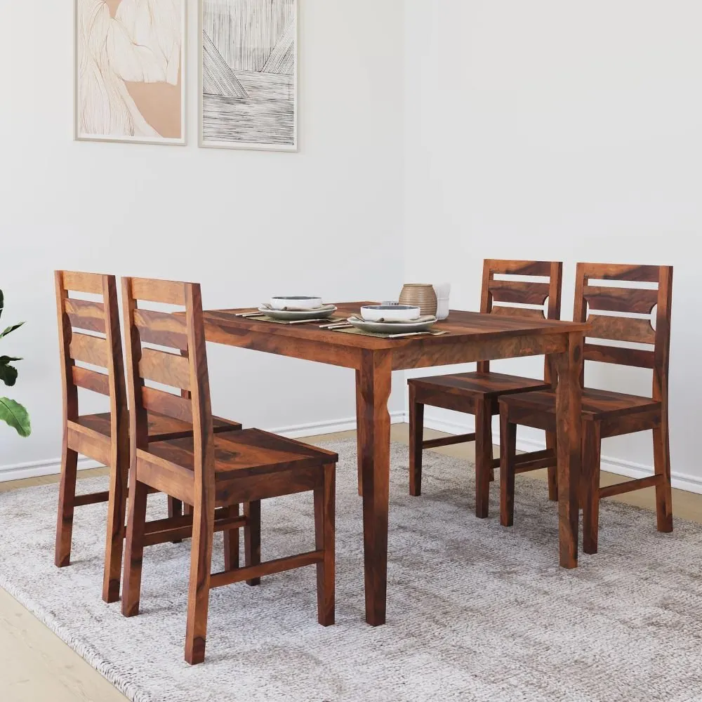 Bicester Solid Sheesham Wood 4 Seater Dining Set