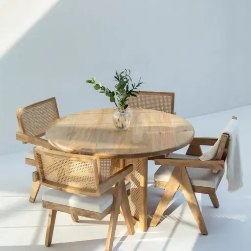 Bradford Round Dining Table with Rattan Cross Legs