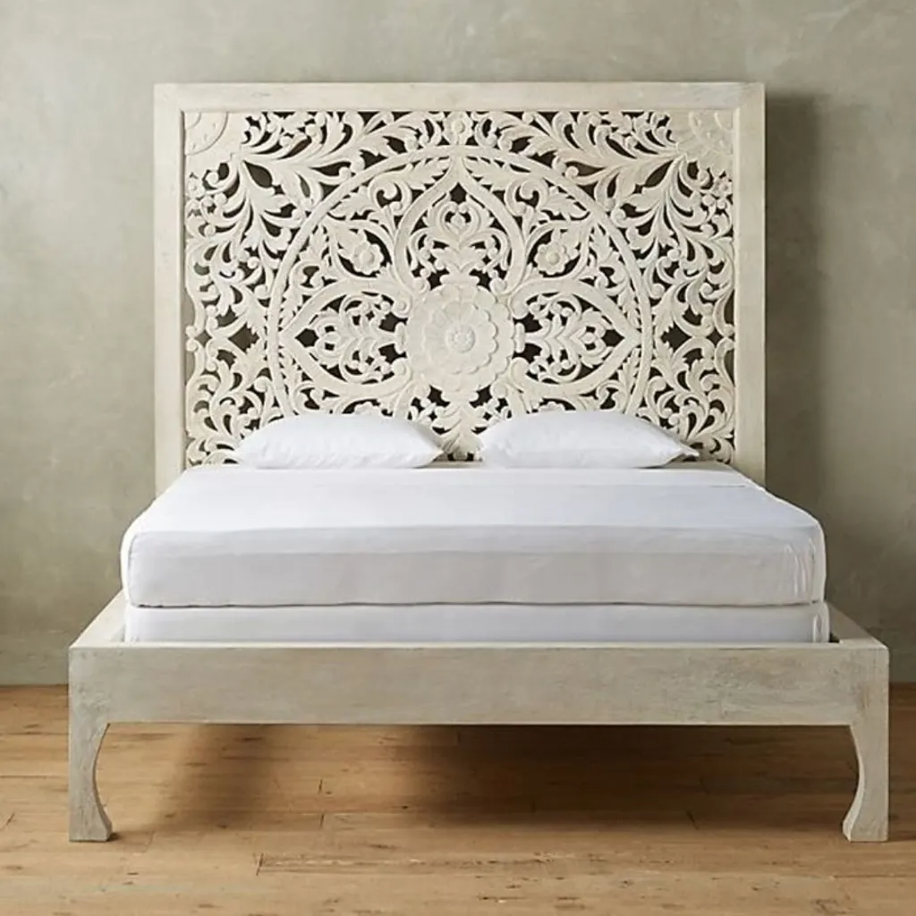 Chertsey Hand-Carved Darbar Wooden Bed