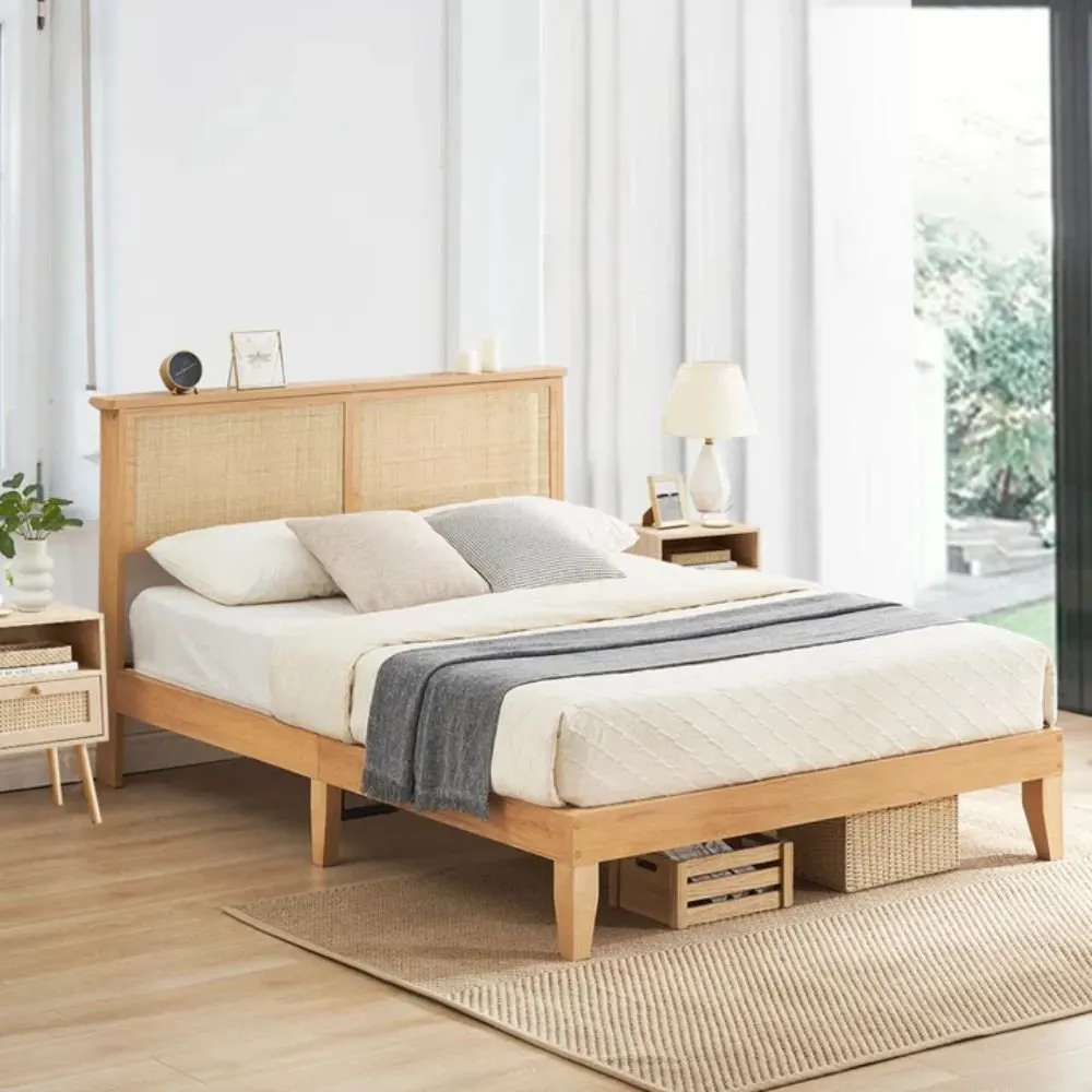 Debenham Solid Wood Martha Natural Cane Without Storage Bed