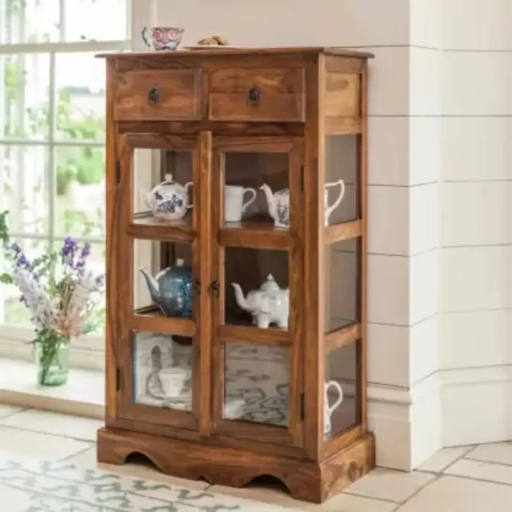 Elstree Solid Wood Display Glass Cabinet