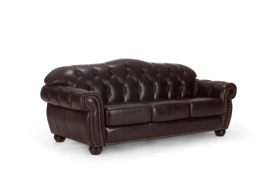 Harold Chesterfield Leather Sofa, Dark Green #06