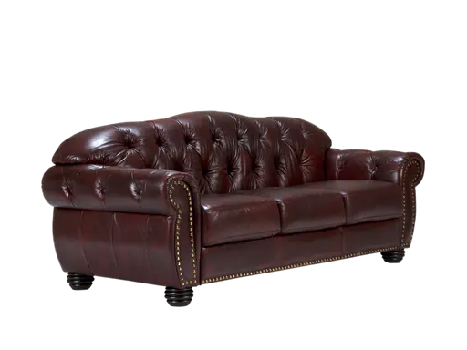 Harold Chesterfield Leather Sofa, Red #05