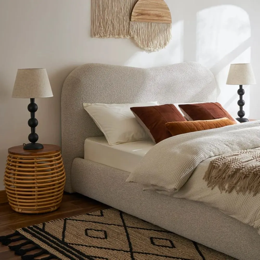 Hartley Wooden Elegance Modernize Boucle Upholstered Bed