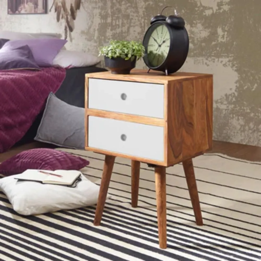 Honiton Solid Wood Bedside Table with 2 Drawers