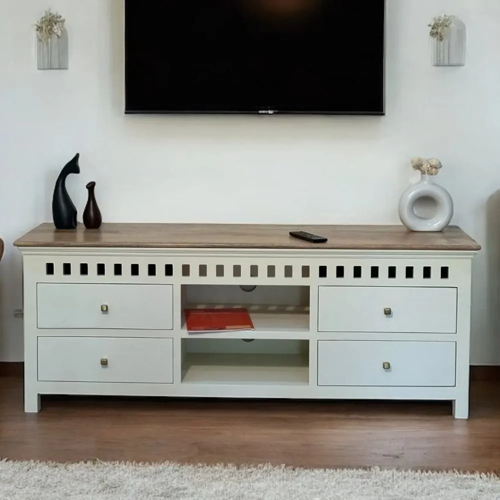 Keswick Solid Wood TV Cabinet Or TV Unit - Four Drawer