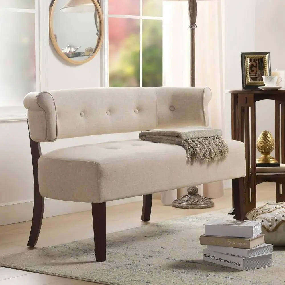 Kington Linen Tufted Armless 2-Seater Sofa