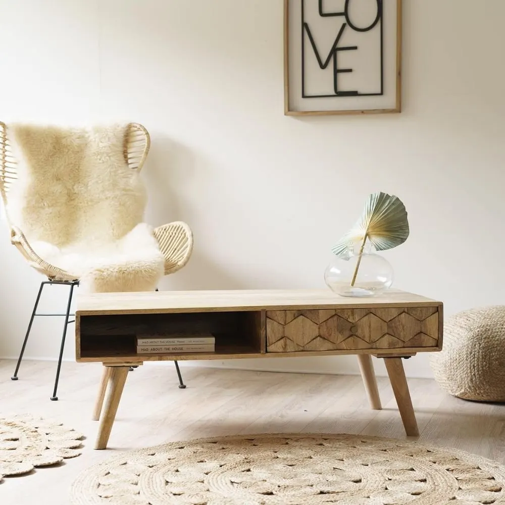 Moreton New York Light Mango Coffee Table With Drawer