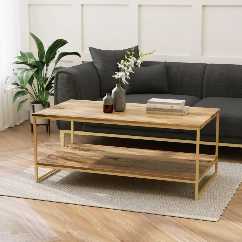 Padstow New York Mango & Brass Open Coffee Table