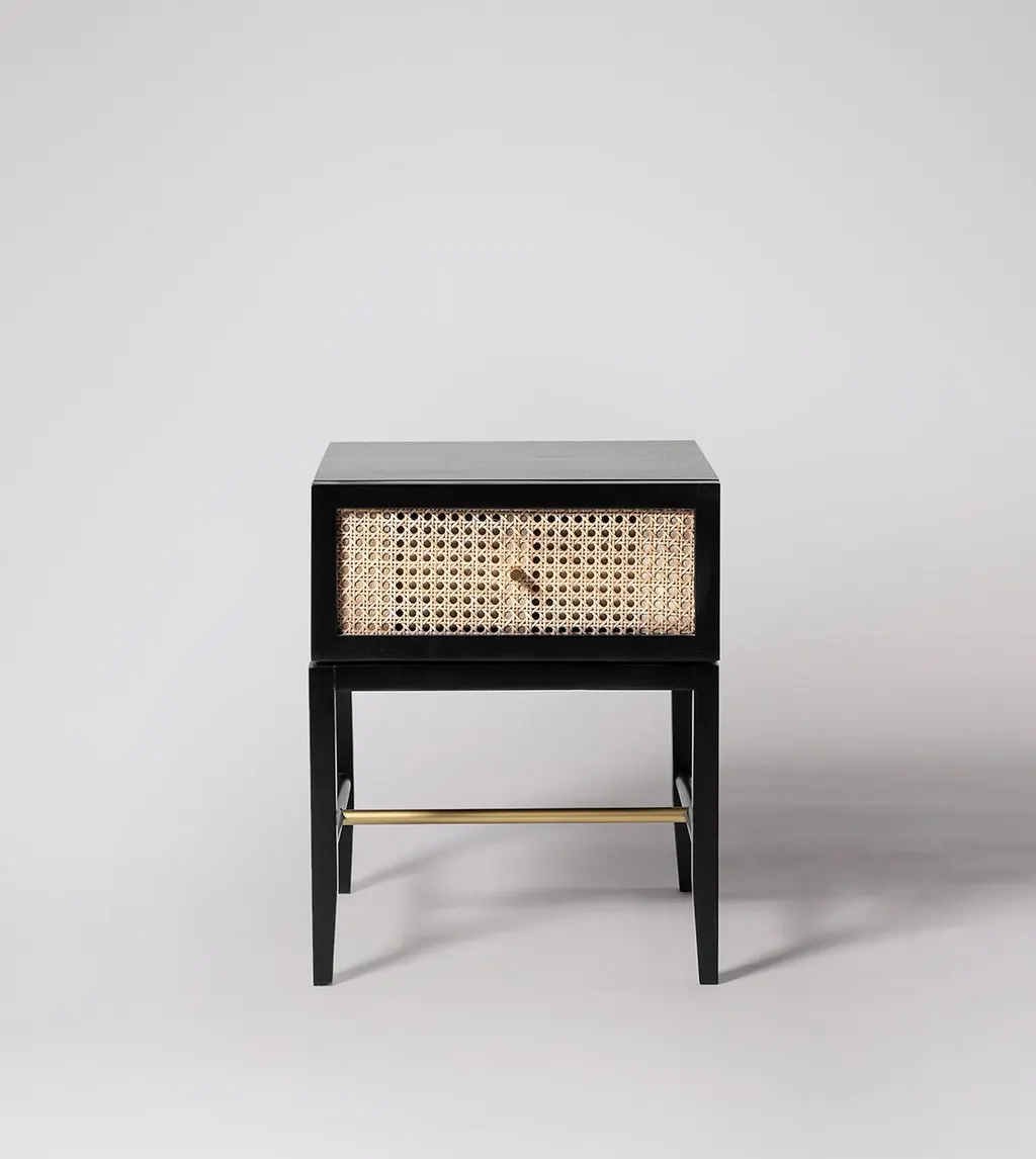 Rattan Black Bedside Table #08