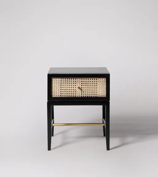 Rattan Black Bedside Table #08 — Cane Rattan Nightstands