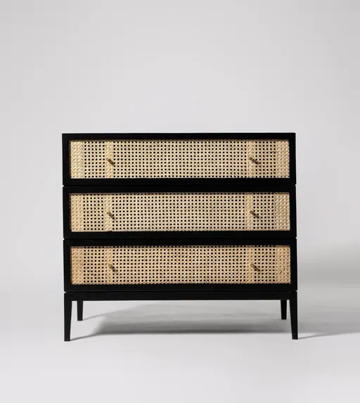 Rattan Black Chest of Drawers #01 — Cane Rattan