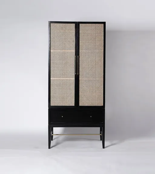 Rattan Black Double Door Wardrobe #04 — Cane Rattan Wardrobes