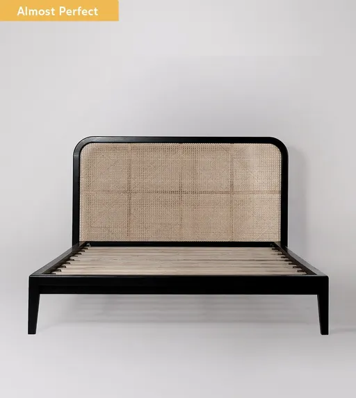 Rattan Black Mango Wood Bed #07 — Beds