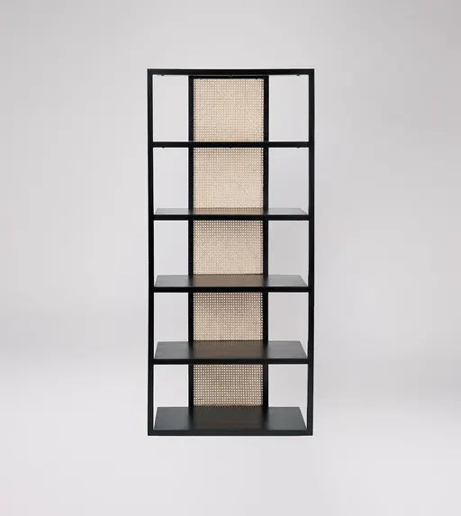 Rattan Black Mango Wood Shelving Unit #06