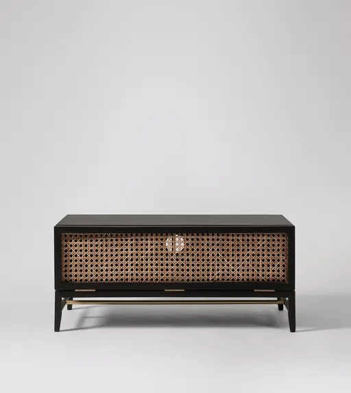 Rattan Black Mango Wood TV Stand #03