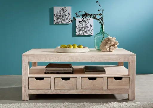 Rio White Whitewashed Acacia Coffee Table #03