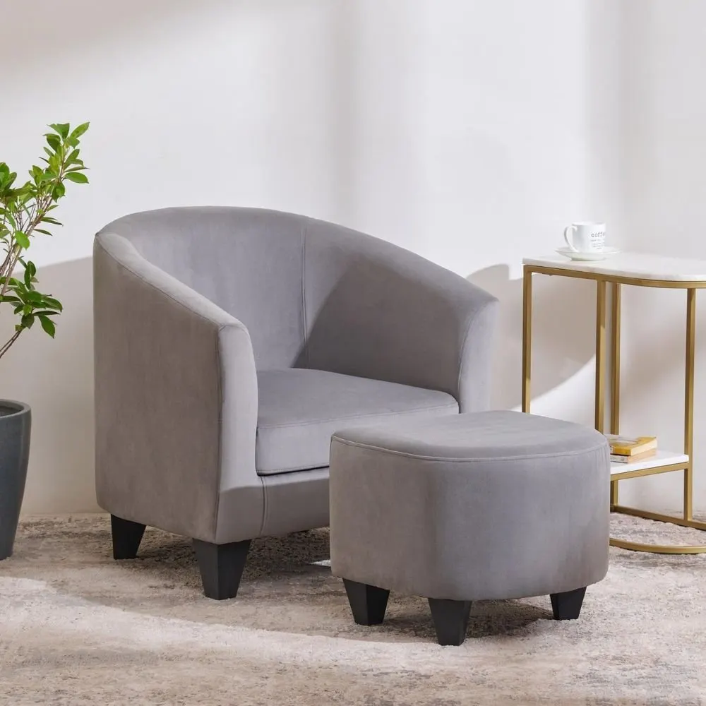 Selby Velvet Chair with Ottoman Bench