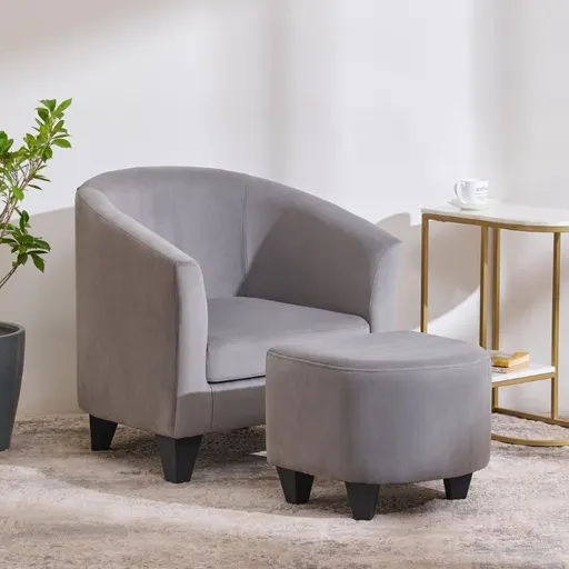 Selby Velvet Chair with Ottoman Bench