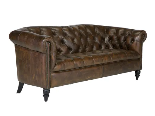 Smitten Chesterfield Leather Sofa, Dark Brown #07