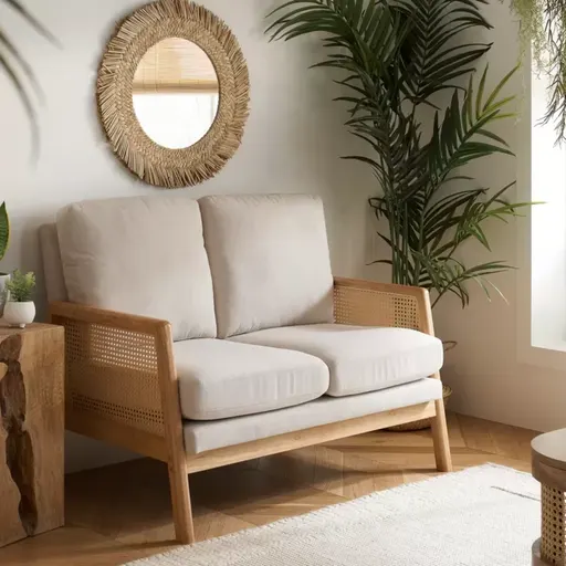 Stow Modern 2 Seater Cane Sofa