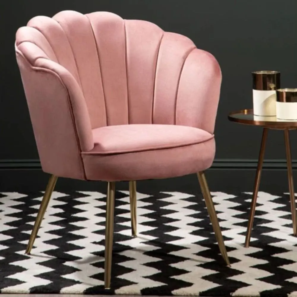 Stow Pink Velvet Scalloped Chair