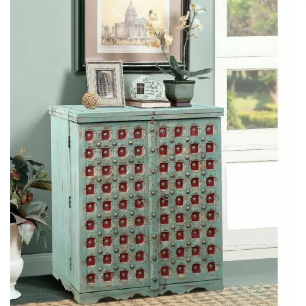 Swanage Vintage Liquor Cabinet Indian Inspired Turquoise