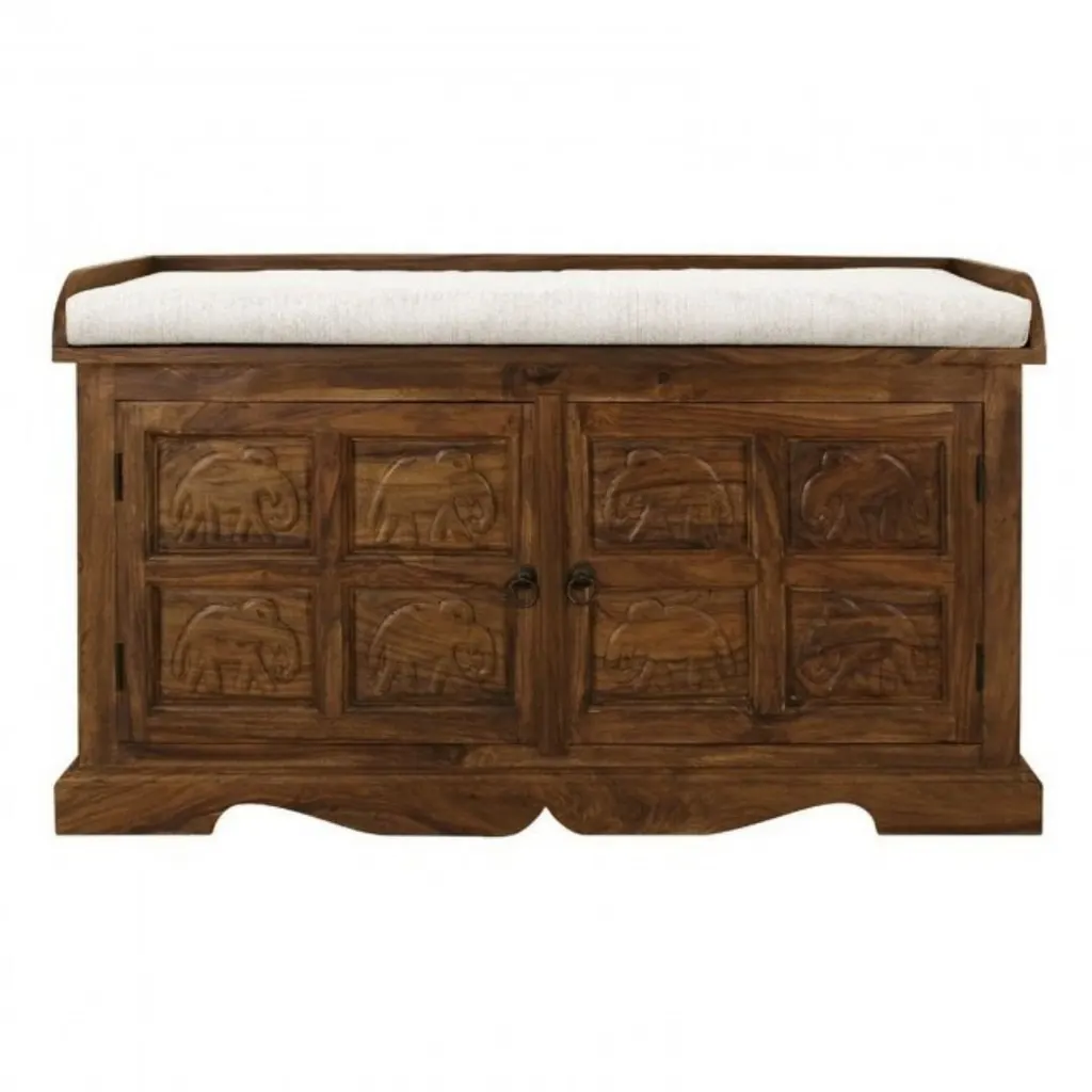 Topsham Classic Evergreen Sheesham Elephant Sideboard With Seating and 2 Doors