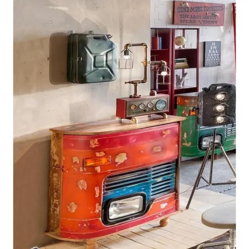 Topsham Indian Inspired Transport Wooden Truck Mini Bar Cabinet