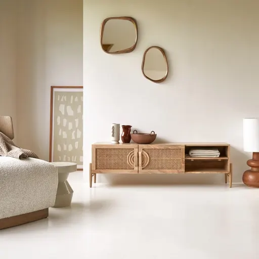 Vratta Mango Wood TV Unit with Cane