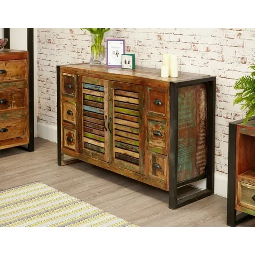 Wareham Reclaimed Elizabeth Solid Wood 6 Drawers 2 Door Sideboard