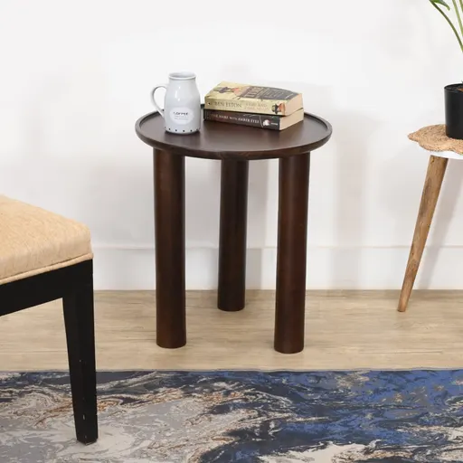 Wood Factory Benny Premium Solid Wood End Table Walnut Finish
