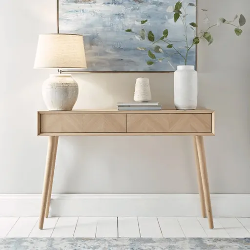 Wood Factory Colin Premium Oak Wood Console Table #1